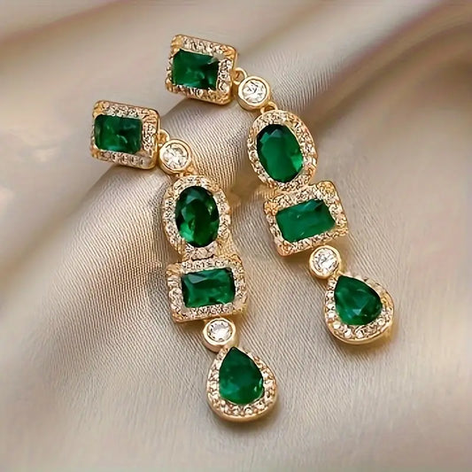 Oro Esmeralda Multi-Shape Aretes Colgantes