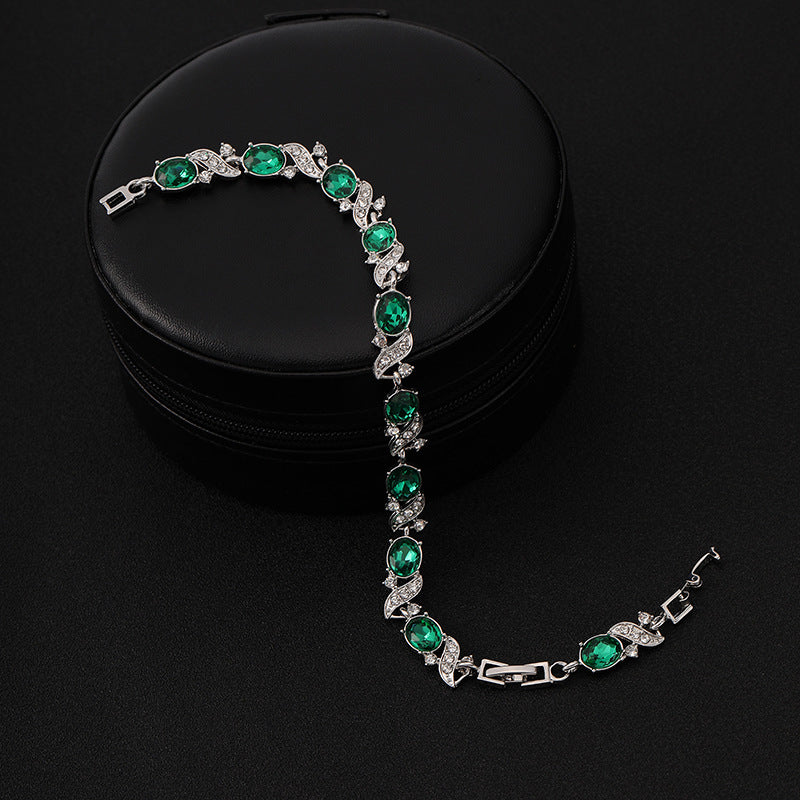 Plata Esmeralda Vintage Link Pulsera