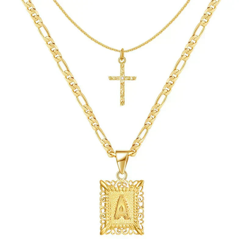 Cross Initial Set de Collares | Oro