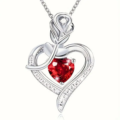 Plata Rubí Corazón Pendant Collar