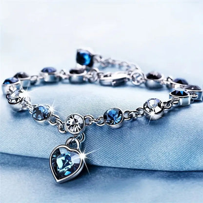 Ocean Corazón Glow Pulsera | Blanco Oro
