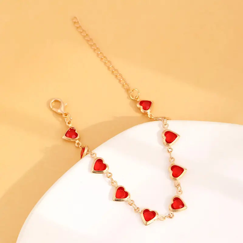 Oro Rubí Corazón Chain Pulsera