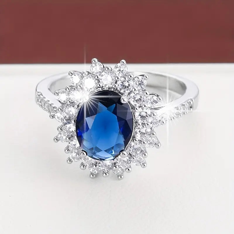 Oro Zafiro Halo Anillo