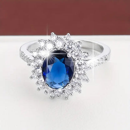 Oro Zafiro Halo Anillo
