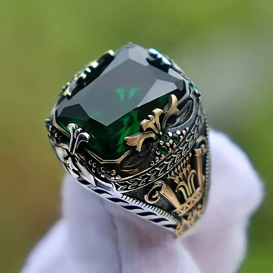 Plata Esmeralda Vintage Anillo