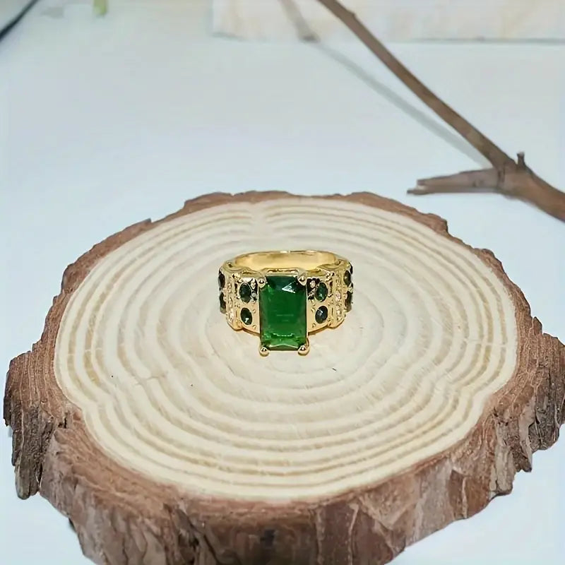 Oro Esmeralda Geometric Anillo