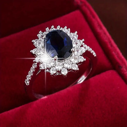 Oro Zafiro Halo Anillo