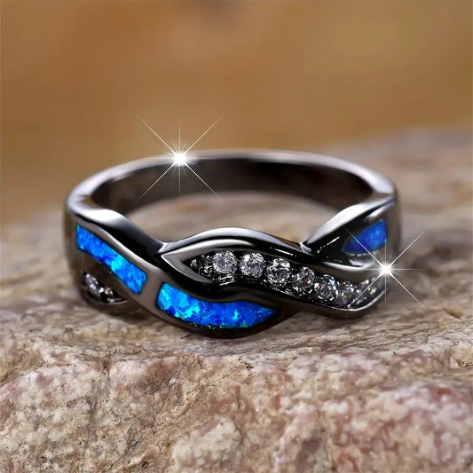 Plata Twisted Inlay Anillo
