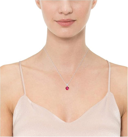 Round Cut Rubí Collar | Blanco Oro