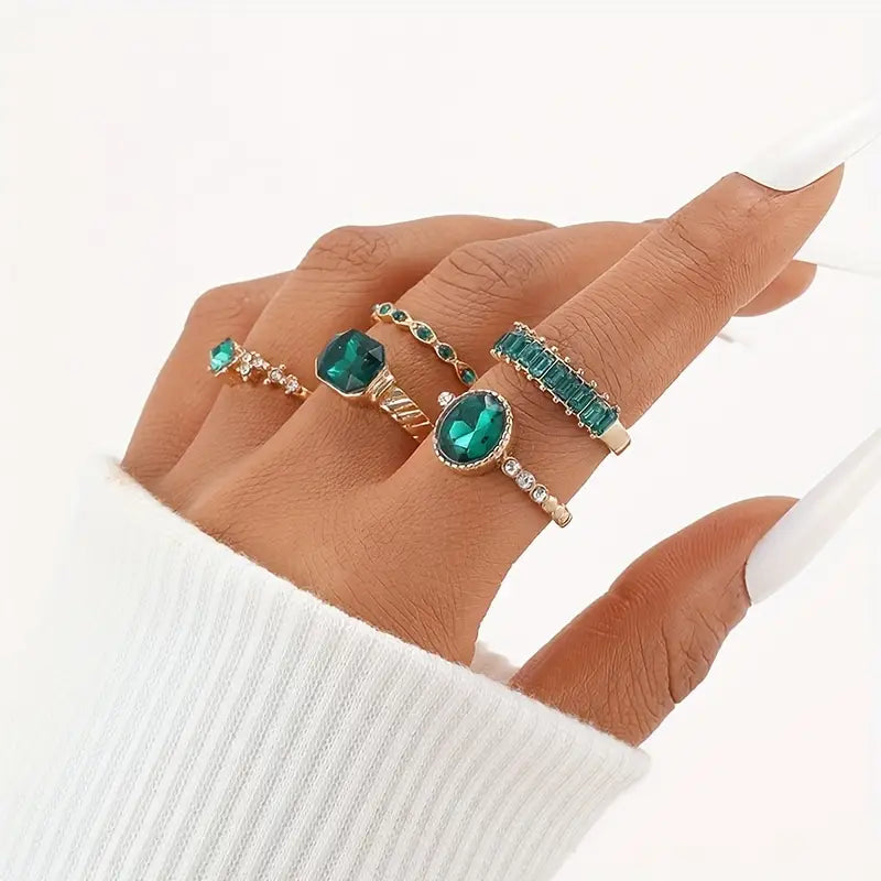 Oro Esmeralda Set de Anillos