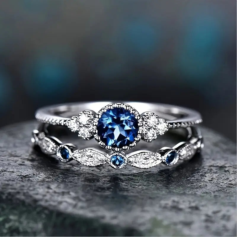 Sapphriel Crown Set de Anillos | Blanco Oro
