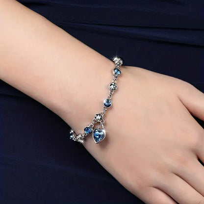 Plata Zafiro Corazón Chain Pulsera