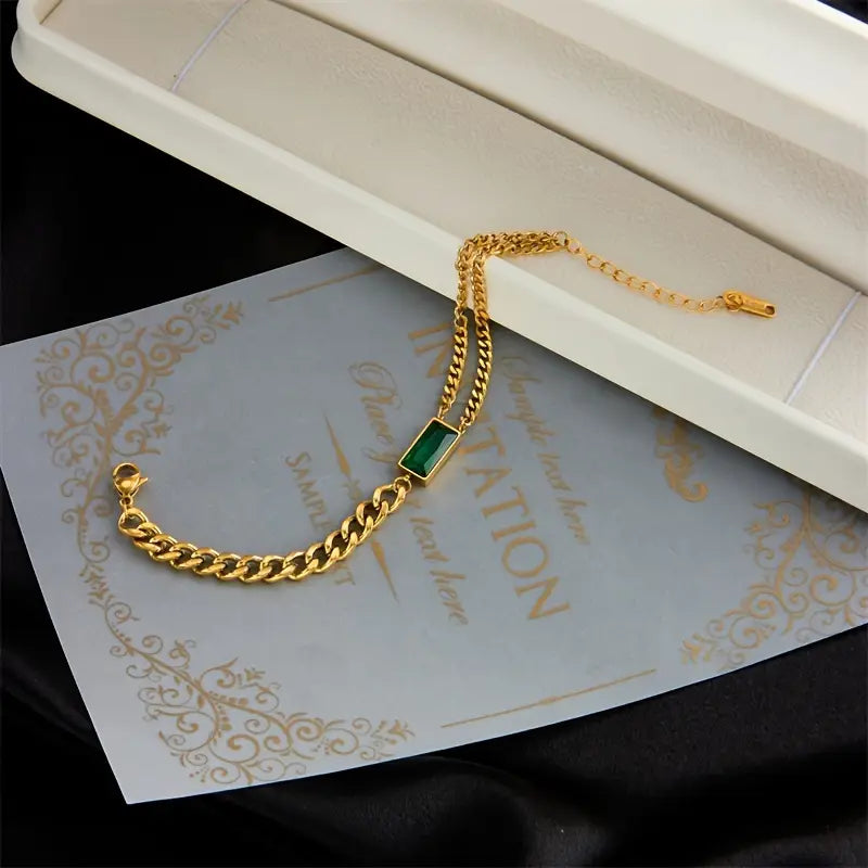 Oro Esmeralda Bar Chain Pulsera