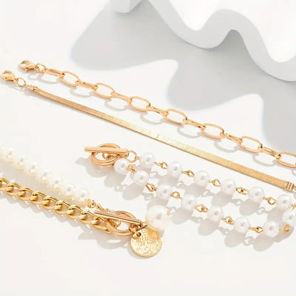 Premium Layered Pulsera de Perlas Set