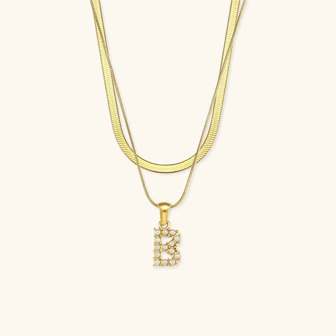 Fiona Layered Oro Initial Letter Collar