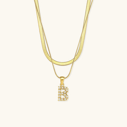 Fiona Layered Oro Initial Letter Collar