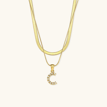 Fiona Layered Oro Initial Letter Collar
