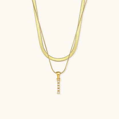 Fiona Layered Oro Initial Letter Collar