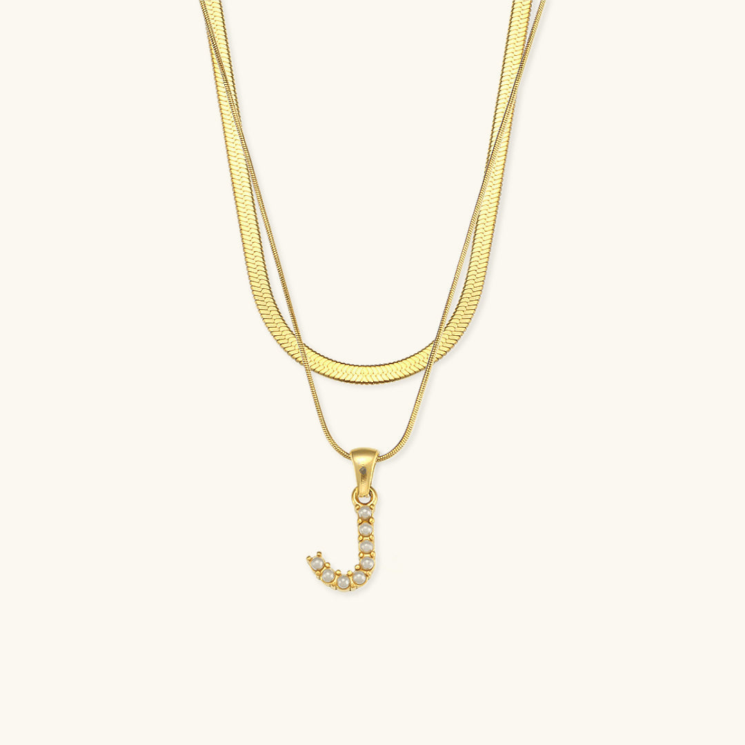 Fiona Layered Oro Initial Letter Collar