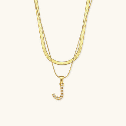 Fiona Layered Oro Initial Letter Collar