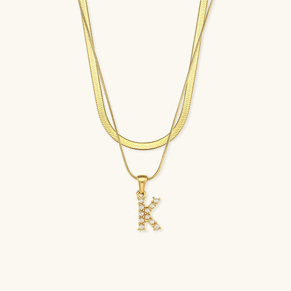 Fiona Layered Oro Initial Letter Collar