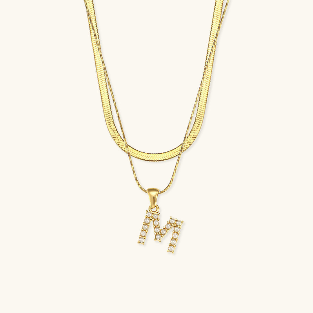 Fiona Layered Oro Initial Letter Collar