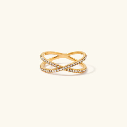 Nia Oro Diamante Cross Anillo