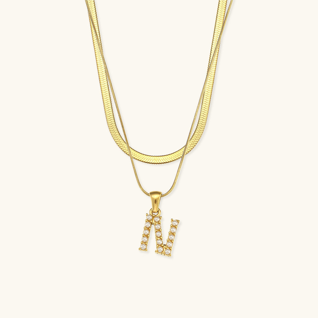 Fiona Layered Oro Initial Letter Collar