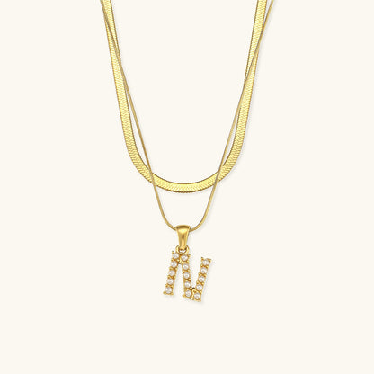Fiona Layered Oro Initial Letter Collar