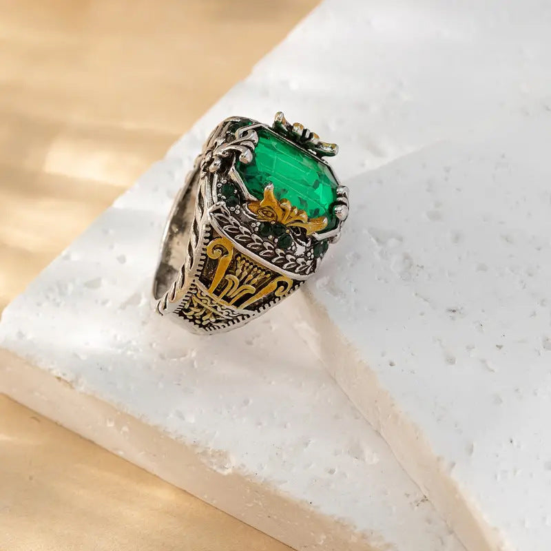 Plata Esmeralda Vintage Anillo