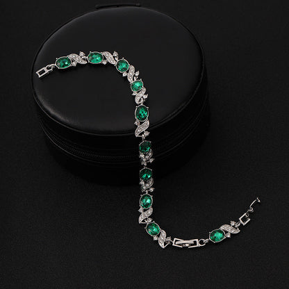 Plata Esmeralda Vintage Link Pulsera
