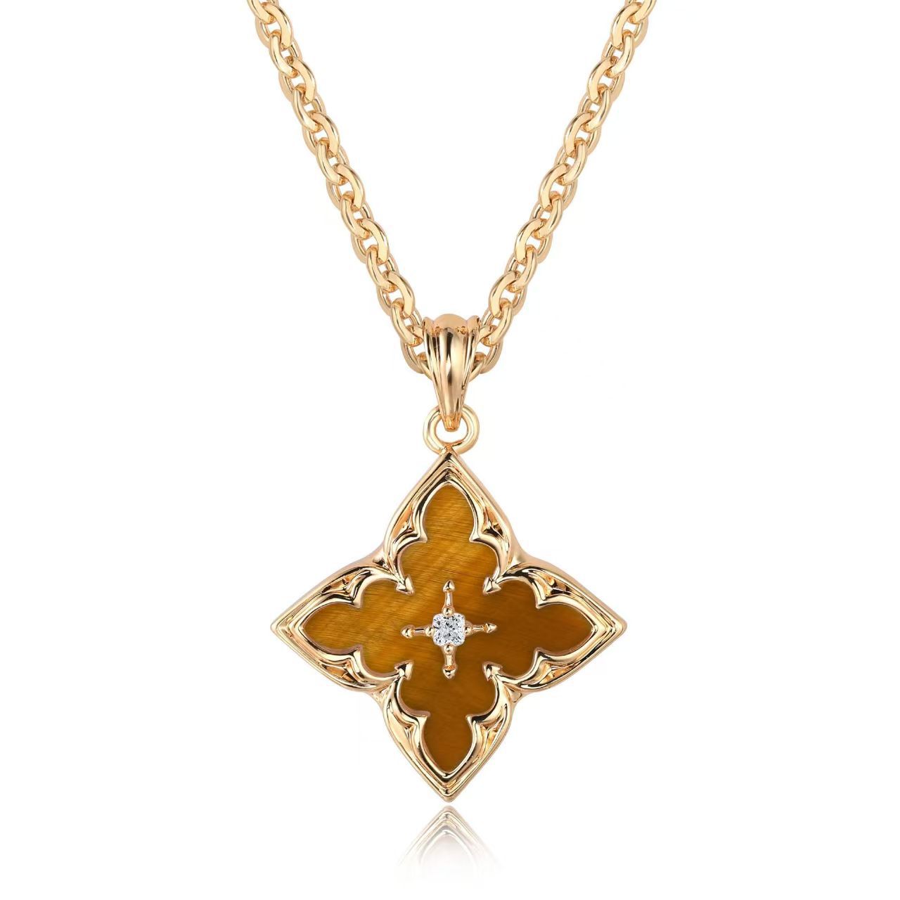 Blanco Clover Pendant Collar | Oro