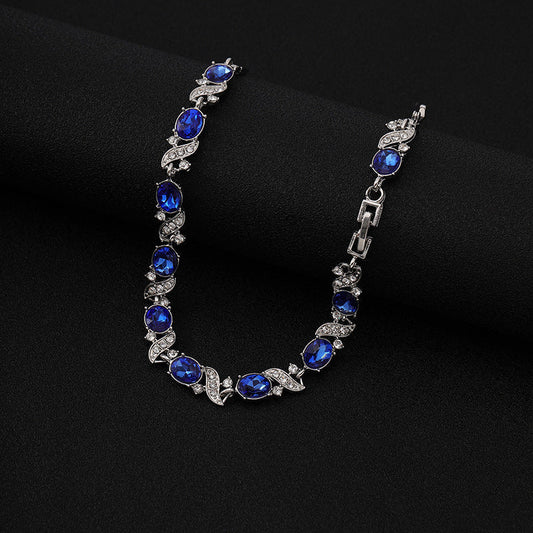 Plata Zafiro Floral Link Pulsera