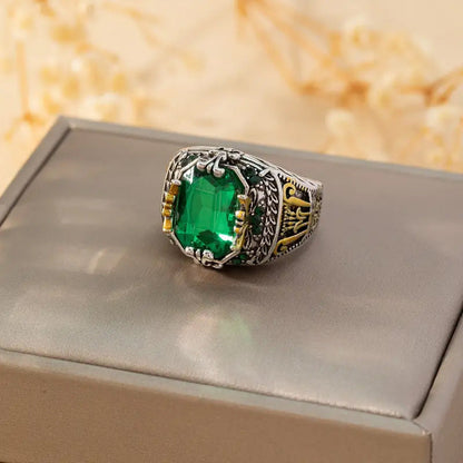 Plata Esmeralda Vintage Anillo