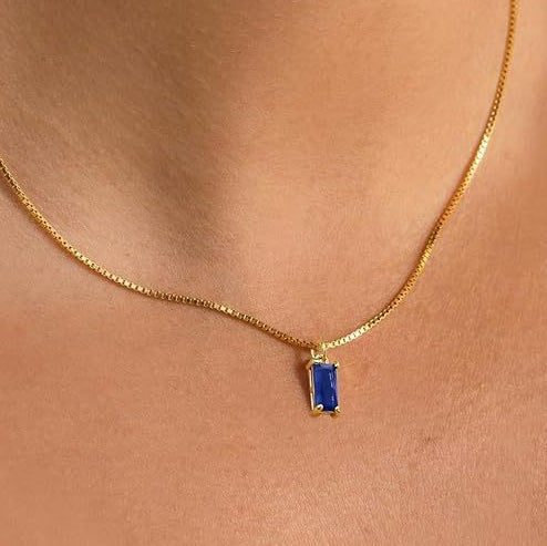 Minimalist Zafiro Pendant Collar | Blanco Oro
