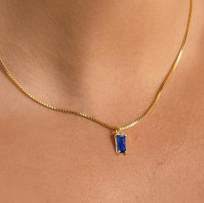 Minimalist Zafiro Pendant Collar | Blanco Oro