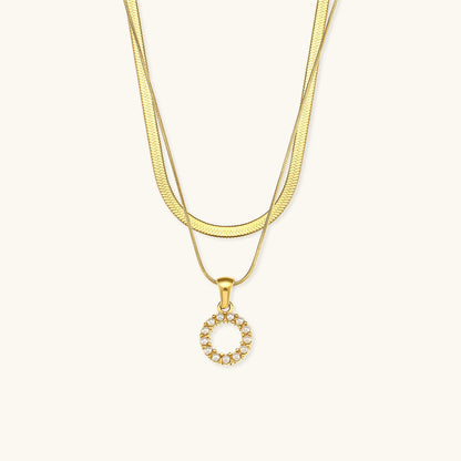 Fiona Layered Oro Initial Letter Collar