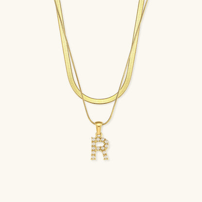 Fiona Layered Oro Initial Letter Collar