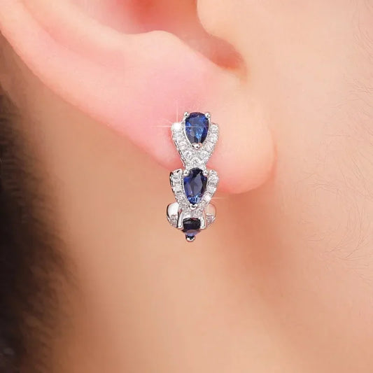 Plata Zafiro Halo Aretes de Aro
