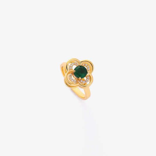 Oro Esmeralda Blossom Anillo