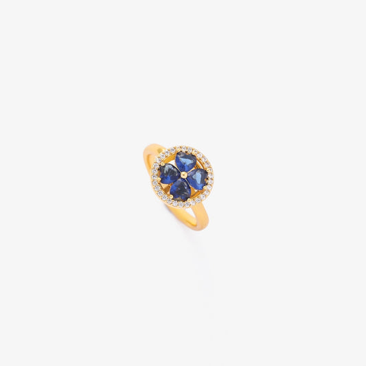 Zafiro Corazones Spinning Anillo | Oro