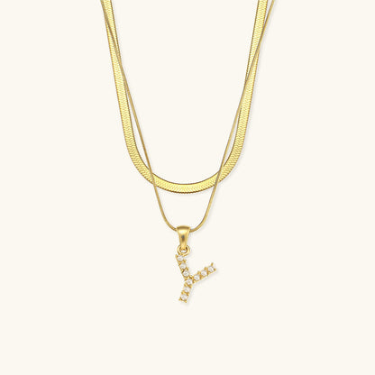 Fiona Layered Oro Initial Letter Collar