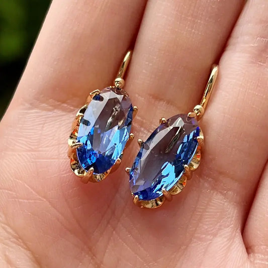Oro Zafiro Aretes Colgantes