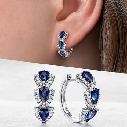 Plata Zafiro Halo Aretes de Aro