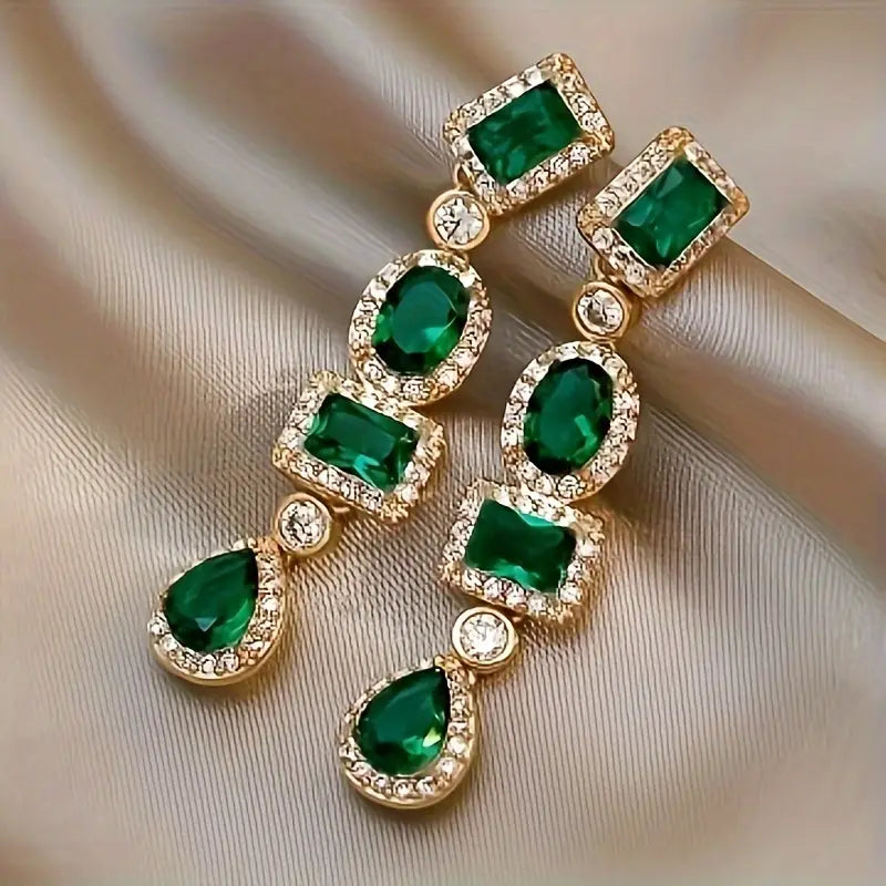 Oro Esmeralda Multi-Shape Aretes Colgantes