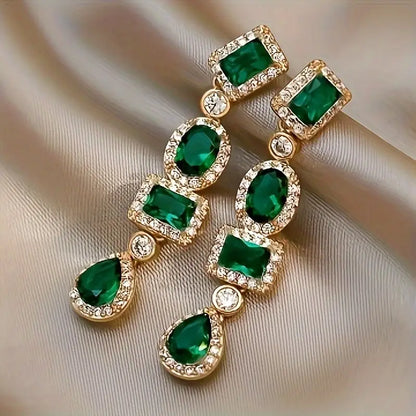 Oro Esmeralda Multi-Shape Aretes Colgantes