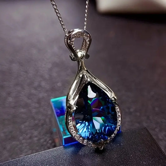 Plata Zafiro Teardrop Collar