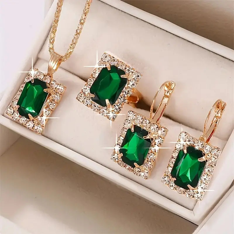 Sylvara Greenveil Set de Joyas | Blanco Oro