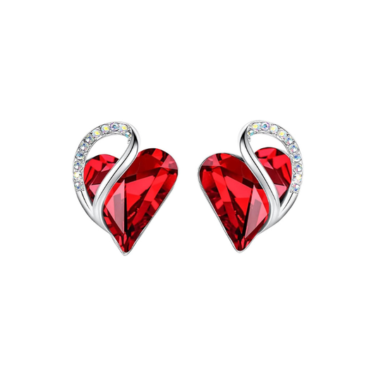 Infinity Corazón Rubí Aretes | Blanco Oro