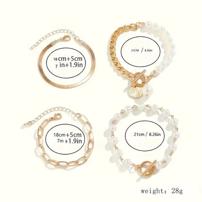 Premium Layered Pulsera de Perlas Set